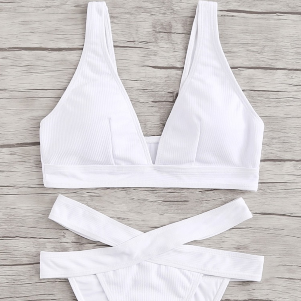 White Ribbed Bikini
